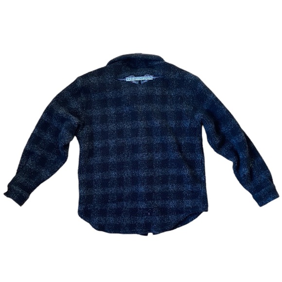 Harley Davidson Snap Down Shacket Black Gray Sherpa Long Sleeve Jacket Men’s M - Picture 2 of 9